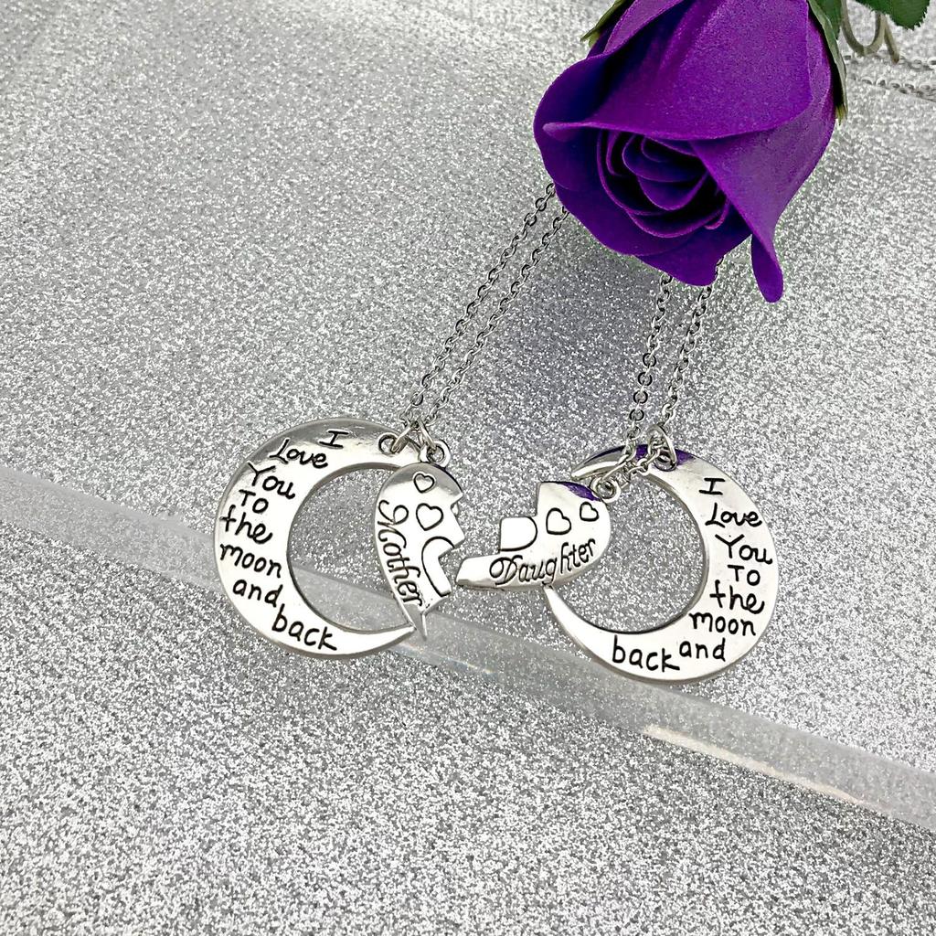 Gifts for Mom I Love You To the Moon and Back Mother Daughter Necklaces Pendant 2pc Set Mothers Day Gifts