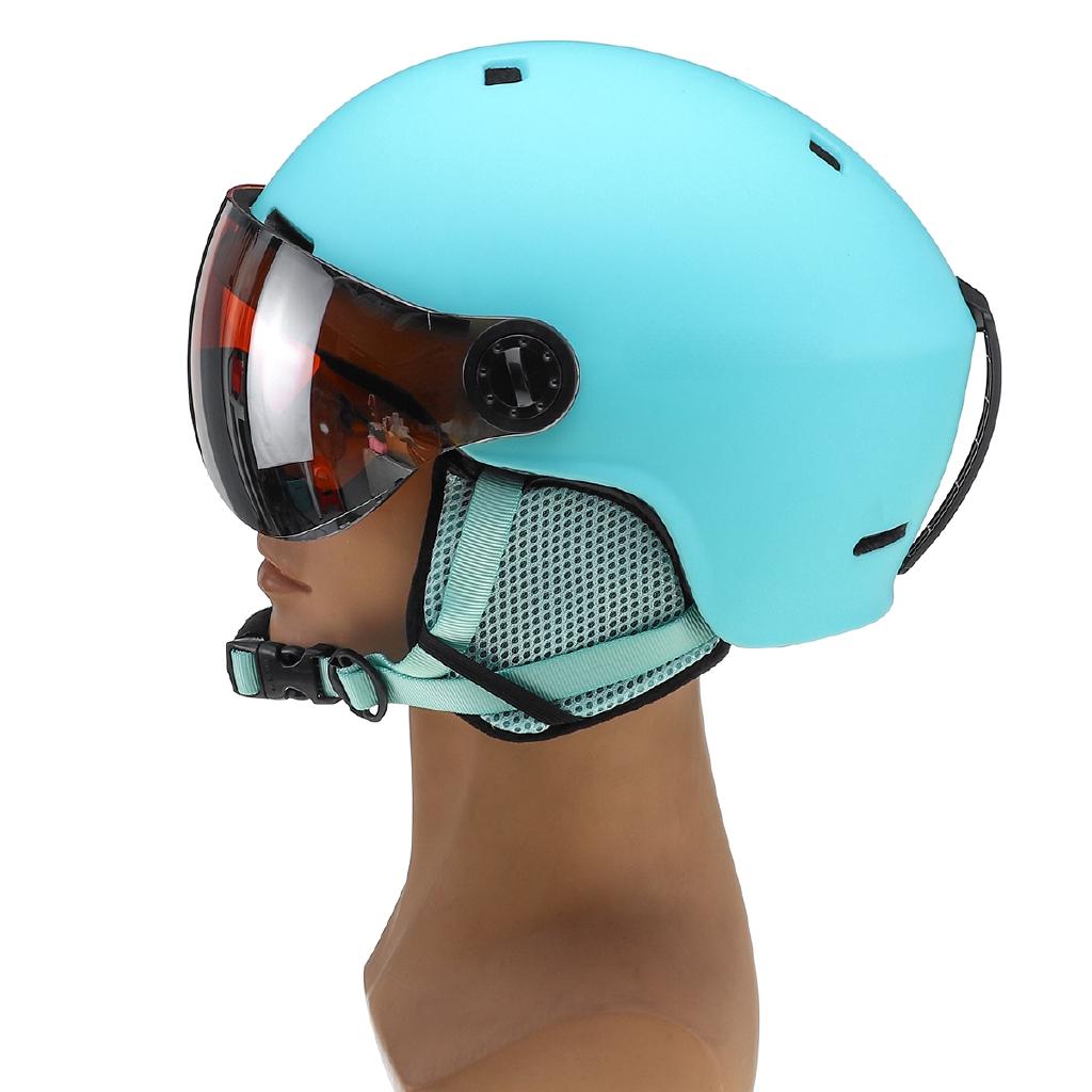 Windproof Outdoor Ski Helmet Integrally-Molded Skiing Helmet Snowboard Skateboard Sports Helmet Lens Visor Goggle