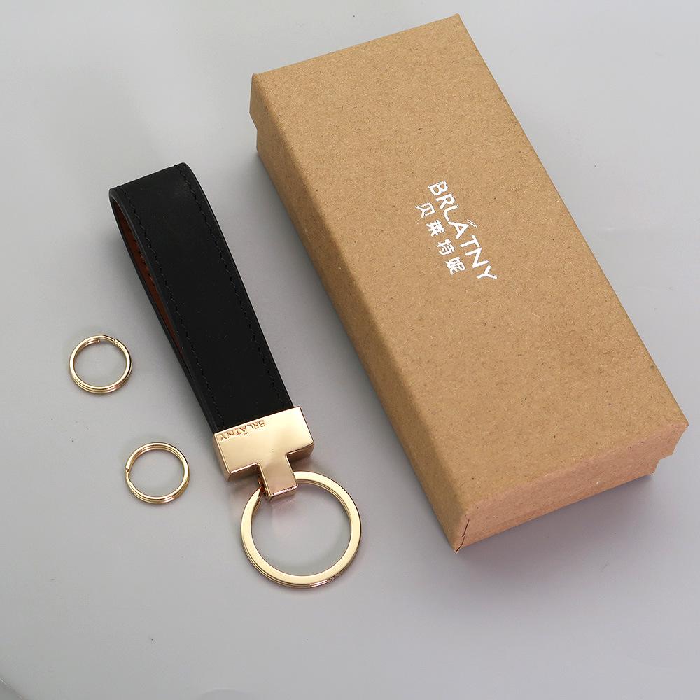 Belleterny Frosted Genuine Leather Keychain - Luxury Keyring Pendant with Logo Customization.