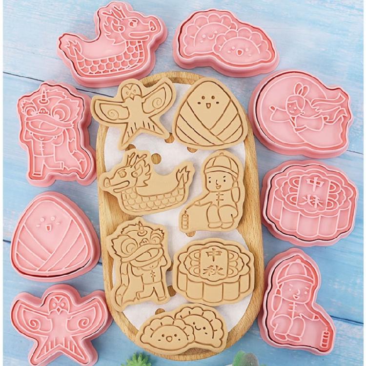 2/3Pcs Cartoon Pattern Printing Cookie Cutter Mold DIY Kites Zongzi Boats Mold