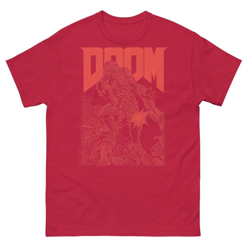 Doom Red Sketched Cover Art Retro Video Game TShirt