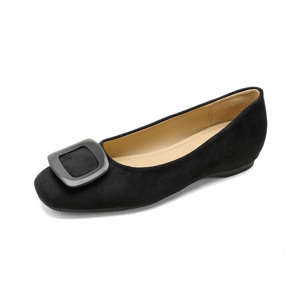 Women's Flats Large Size Elegant Square Button Comfortable Soft Sole Casual Flat Shoes Fashion Simple Versatile Slip On Shoes