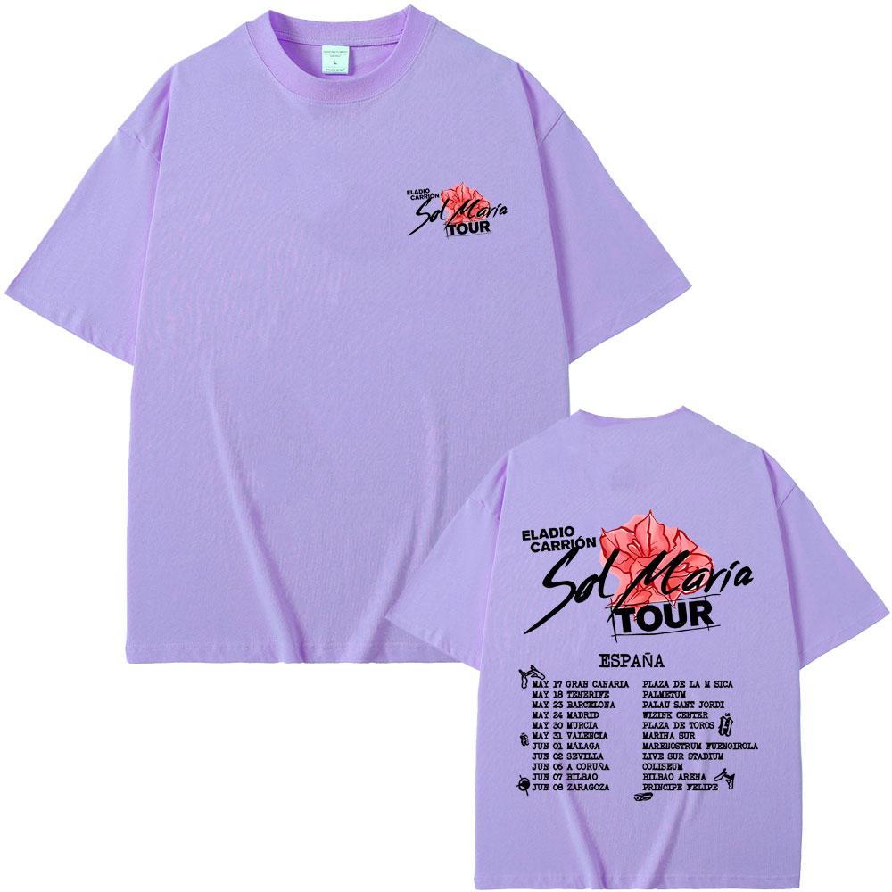 Rapper Eladio Carrion Sol Maria Tour T Shirts Unisex Unisex Hip Hop Vintage Oversized T-shirts Unisex's Casual Crewneck Cotton T-shirt