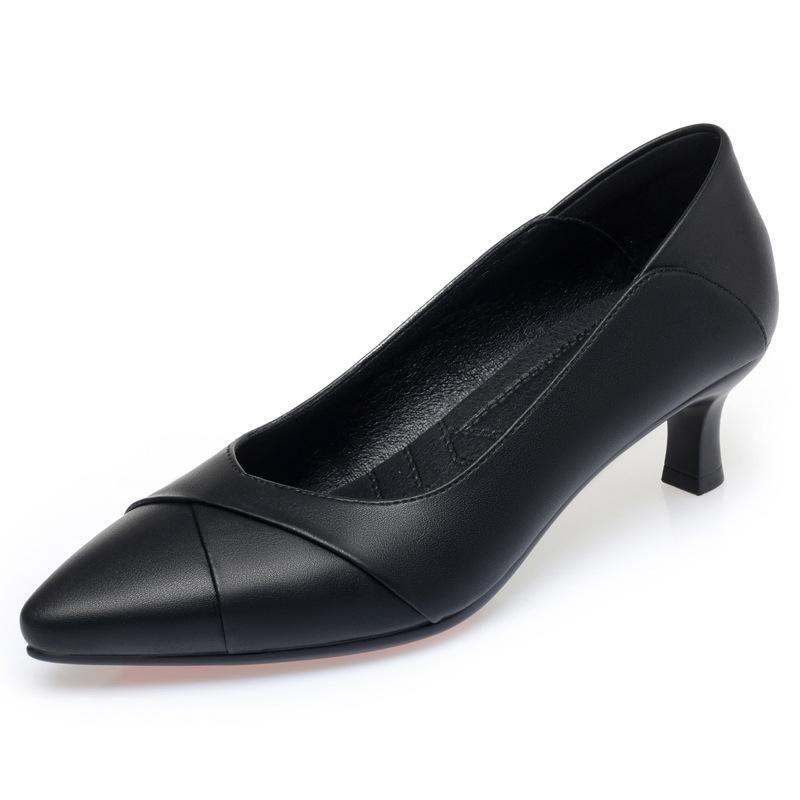 Scarpe da donna in morbida pelle, fondo morbido, comode da lavoro, versatili, con tacco alto