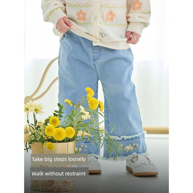 David Bella Girls' Jeans Straight-Leg Pants Children's Trousers Baby Girl Long Pants Children's Clothing 2026 Spring New Style