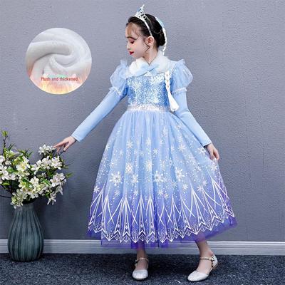 Abito di velluto a maniche lunghe Elsa di Frozen 2 per bambine - Edizione Autunno/Inverno Halloween