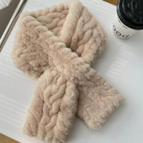 Women's Versatile Faux Rabbit Fur Scarf – Plush, Warm, and Cute Winter Collar