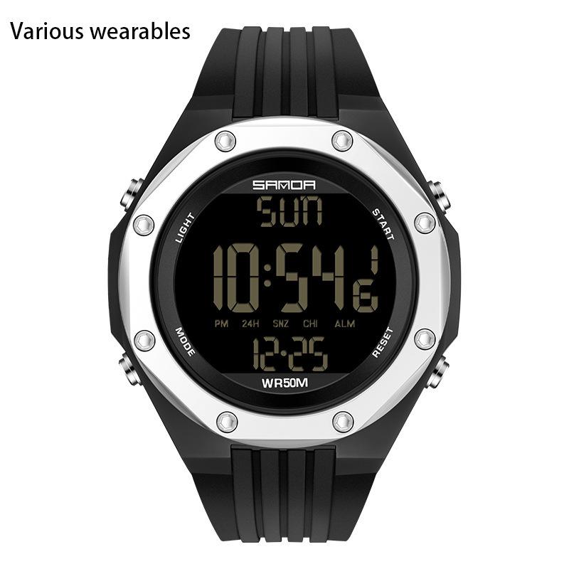 Neue elektronische Uhr mit Einzeldisplay, Kaltlicht-Digitaluhr, einfache, multifunktionale, wasserdichte elektronische Uhr für Outdoor-Sportarten