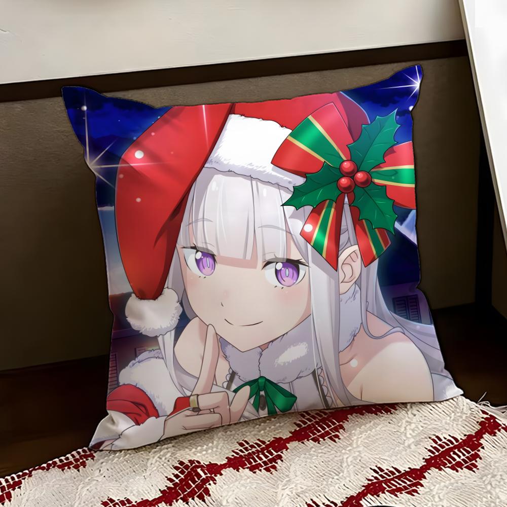 RReZero anime Cushion Cover Reversible Soft Durable Pillow Cover Home Car MultiScene Use for Daily Comfort