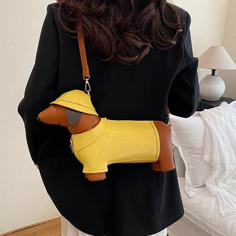 Cute Dog Cartoon Shoulder Bag Women Stylish Crossbody With 3D Charm PU Leather 2025 Trendy Design