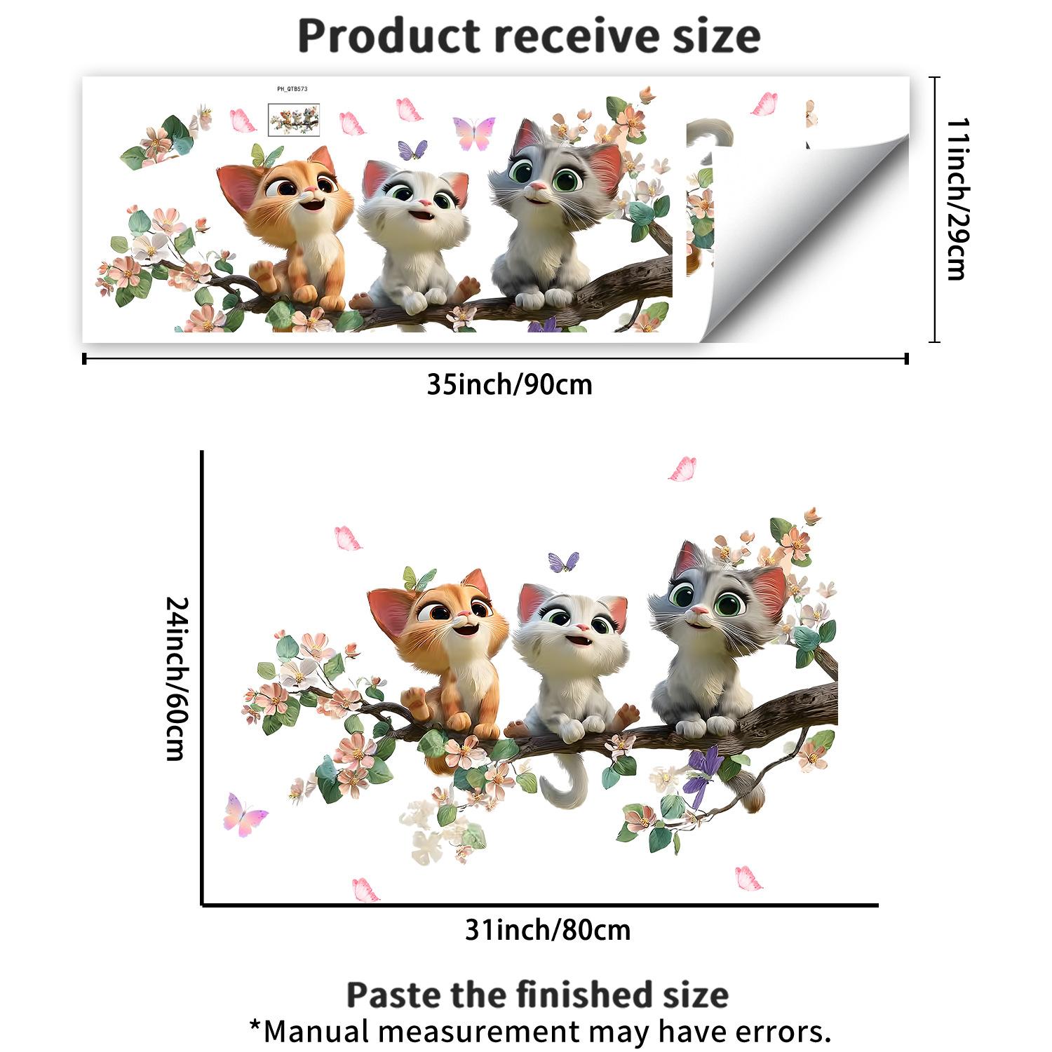 

Милый трехцветный кот и ветка с цветами Комбинация Простая Современная Настенное украшение Гостиная Кабинет Спальня Самоклеящаяся наклейка