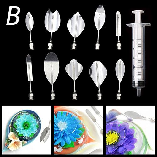 14 Stil 3D Gelatine Kuchenform Gelee Kunst Pudding Blumen Edelstahl Düse Spritze Nadel Set Kuchen Dekorationswerkzeuge