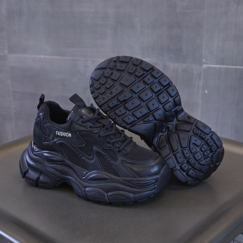 Leather platform dad shoes women's 2025 summer breathable shoes women's shoes casual sports little white shoes comfortable and versatile