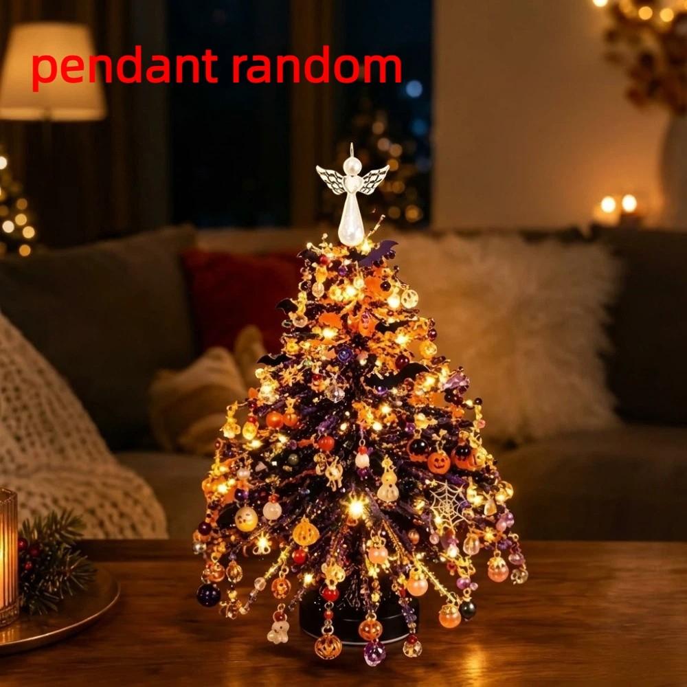 Handmade Halloween Tree Making Kit Crystal Bead Mini Bead Weaving Set Christmas