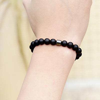 Perlenarmband für Männer Frauen Retro Naturstein Perlenarmband 8mm Runde Perlen Stretcharmbänder für Geburtstagsgeschenke