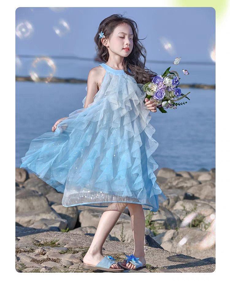 Princess dress, girls' summer dress, 2026 new children's vest dress, gauze dress, vacation dress, girls' camisole dress