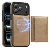 Apple 17 Pro Max Magnetischer Kartenhalter Ständer Lederhülle - Sturzsicheres Schutz-iPhone 16 Cover mit Kartenschlitz