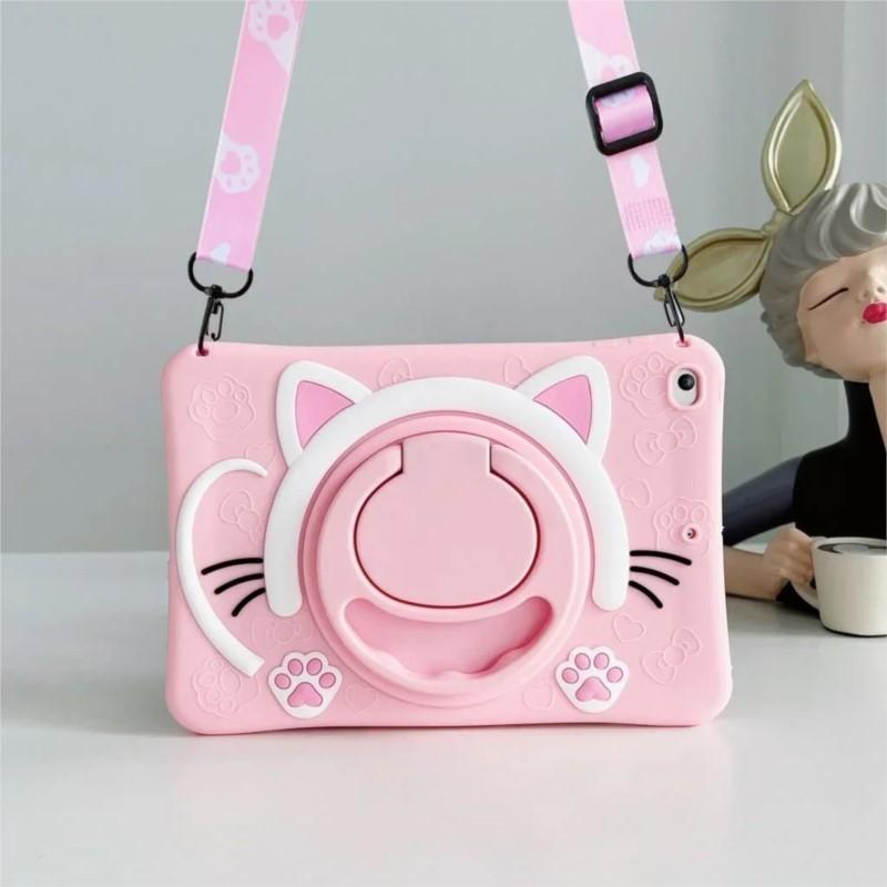 Case for ipad pro mini air and Samsung tablet Tab Kids Case For Xiaomi Mipad 5/6 pro RedMi Pad SE 11" pulgadas silicona cute cat case carrying stand