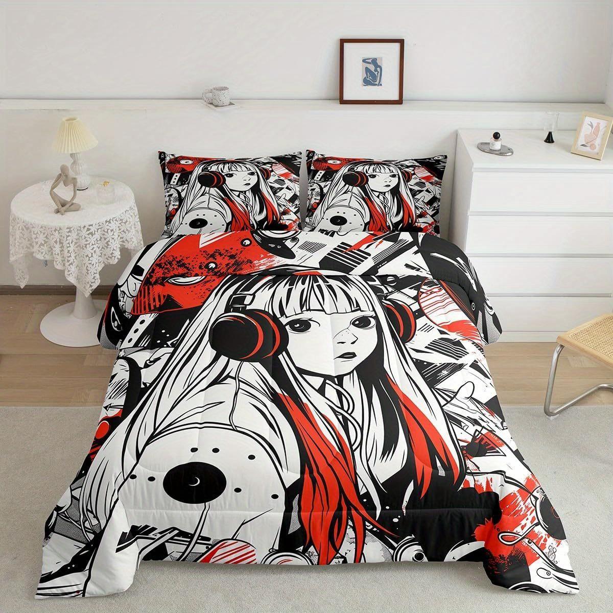 

Erosebridal 3/2pcs Watercolor Anime, 3D Anime Comforter Set Cosmo Galaxy Bed Beding Set for Graffti Stars Print Duvet Insert US Twin(172x218cm)