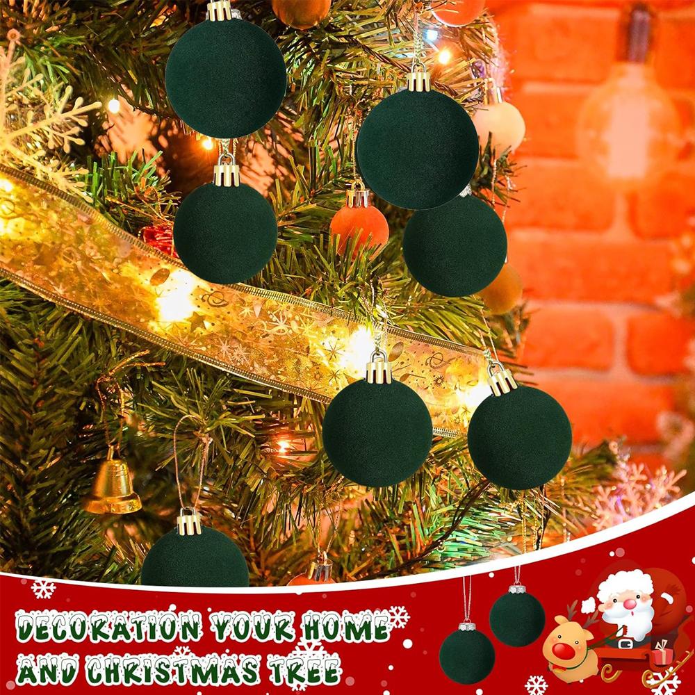 6pcs 5cm Velvet Christmas Tree Ornaments Plush Flocked Hanging Balls for Holiday Decor, Christmas Decoration Xmas Clearance