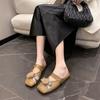 Xiaoxiangfeng Flat-bottomed Metal Buckle Bag Head Half Slippers Women's Outer Wear 2025 New Summer Mary Jane Sandals Single Shoes