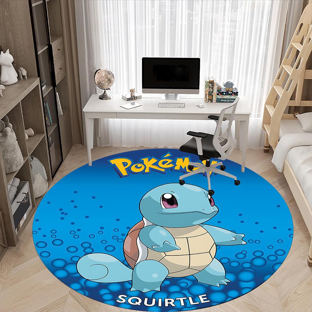 1pc Pokemon Squirtle Office Round Area Rug,  Under Office Chairs Bedroom Living Room Home Decor a0926070