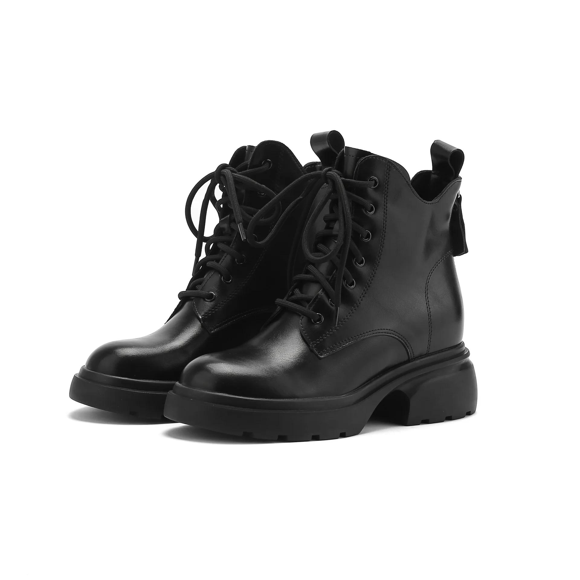 

Женские ботинки из натуральной кожи Весна Осень Обувь на платформе для женщин Модные ботинки на шнуровке Европейская женская обувь Ботильоны для женщин 39