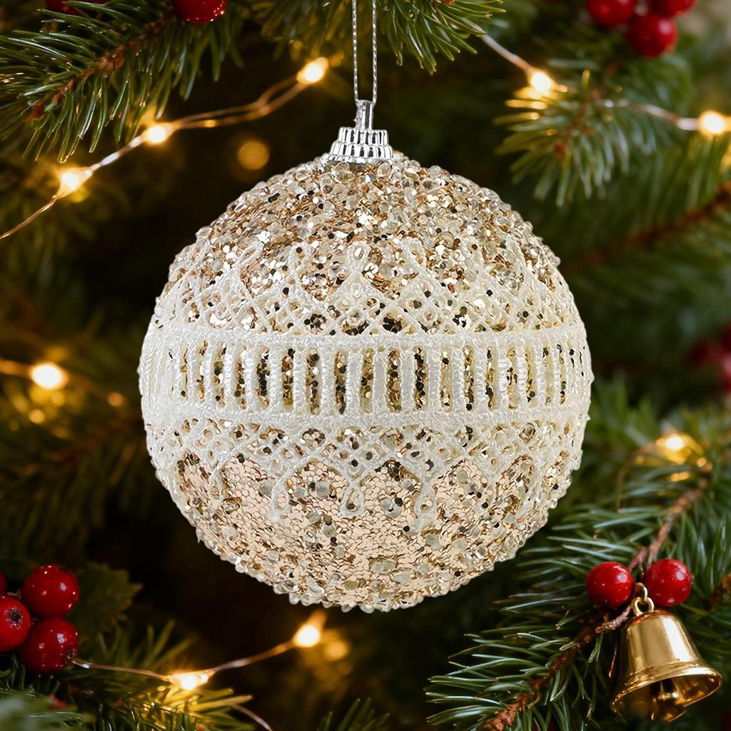 Christmas Ball Ornament 8cm Shatterproof Glitter Tree Balls Seasonal Christmas Bauble Decorations For Home Office School Hotel