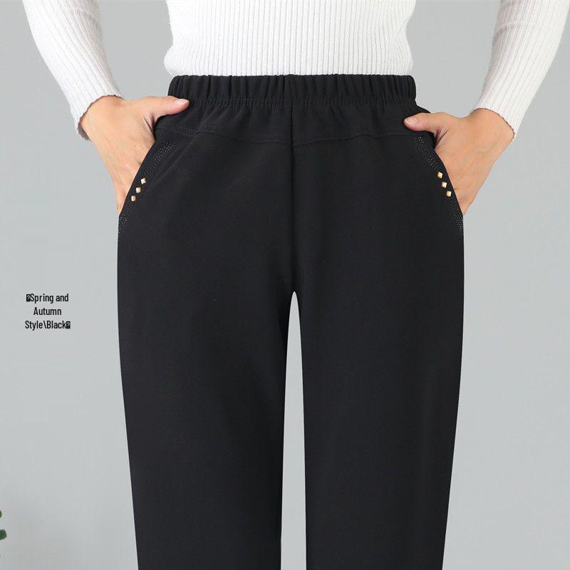 Women's High Waist Elastic Velvet Pants - Loose Straight Leg for Autumn/Winter