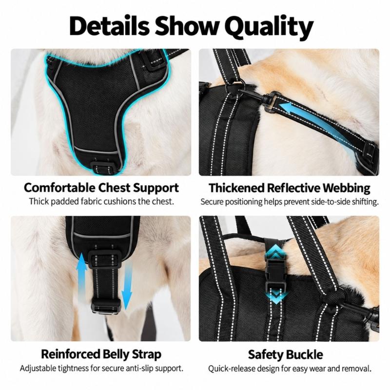 Dog Support Wrap for Senior Dogs with Sliding Fit Controls, Soft-Lined Chest Panel, and Two Handles for Guided Short Walks