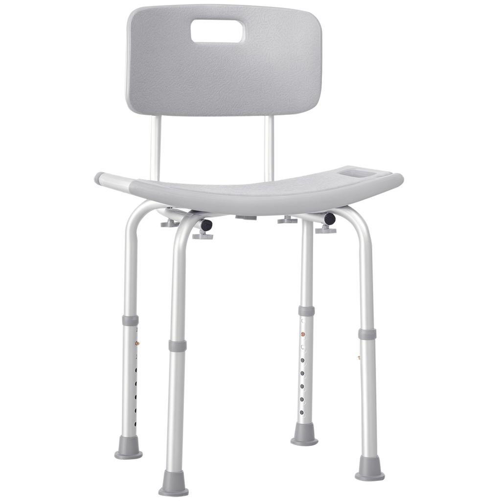 Shower Chair Ergonomic Shower Seat Adjustable Height Non-Slip Feet Max. Load 136 kg Aluminum HDPE
