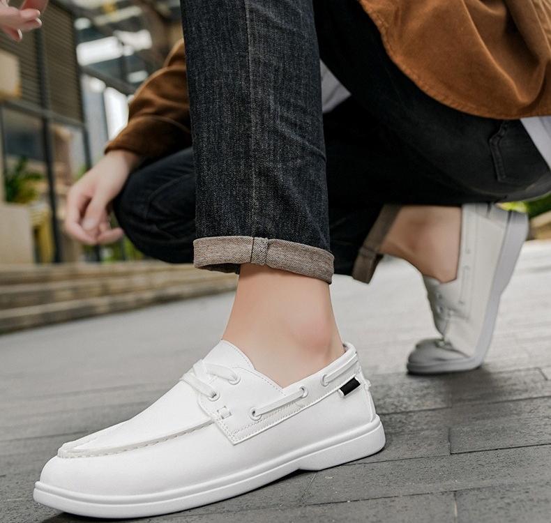 

Men s Fashionable and Versatile Business Casual Shoes Lightweight and Breathable Men s Loafers Soft Soled Men s Driving Shoes 46 белый