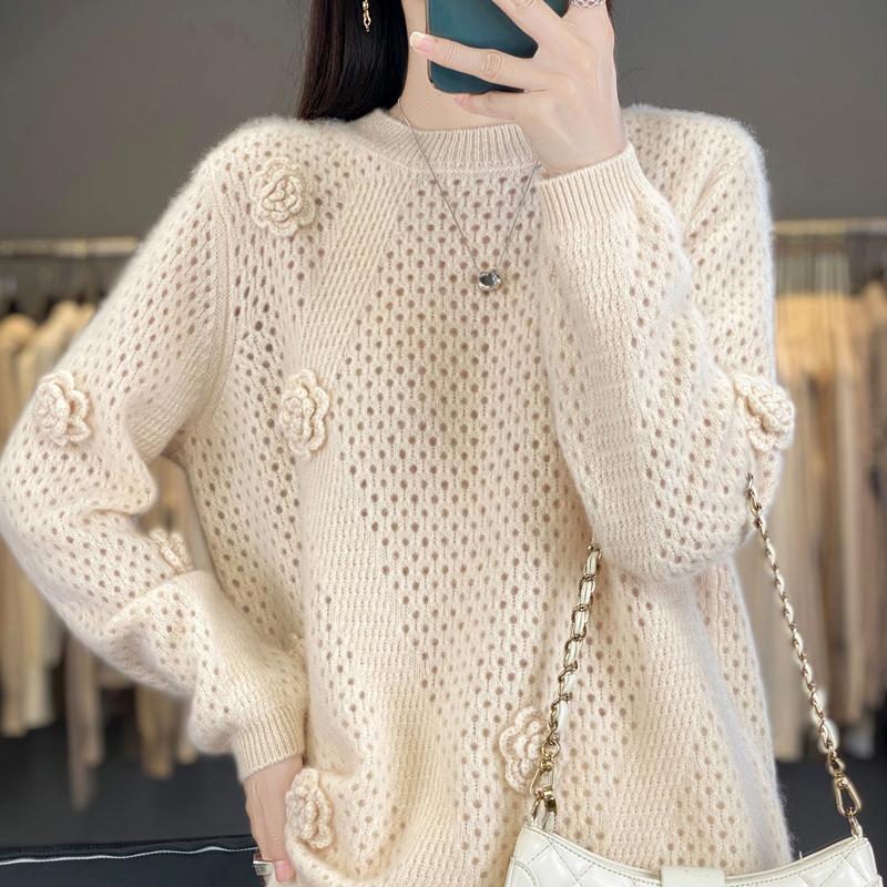 Women Sweater 100% Wool MODERN NEW SAGA O-neck Knit Pullover Thick Winter Jumpers Female Knit Tops