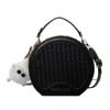 Stylish Trendy Womens Round Crossbody Bag With Zip Closure In Chic Black