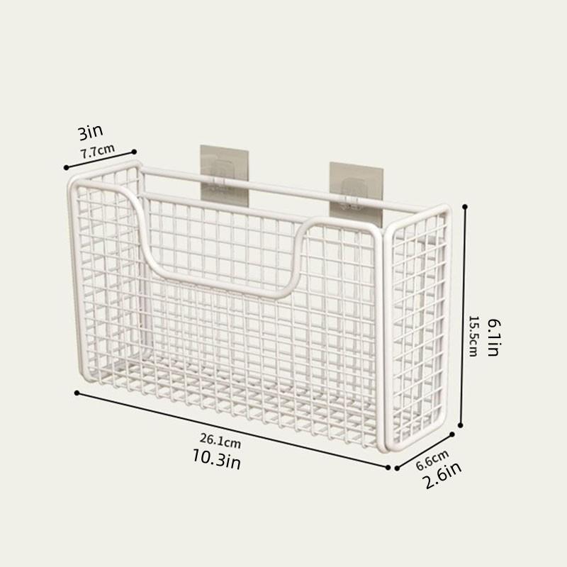 1pc Punch-free Kitchen Cabinet Door Storage Box Iron Rack Wall-mounted Cabinet Plastic Wrap Rack Bathroom Refrigerator Organizer