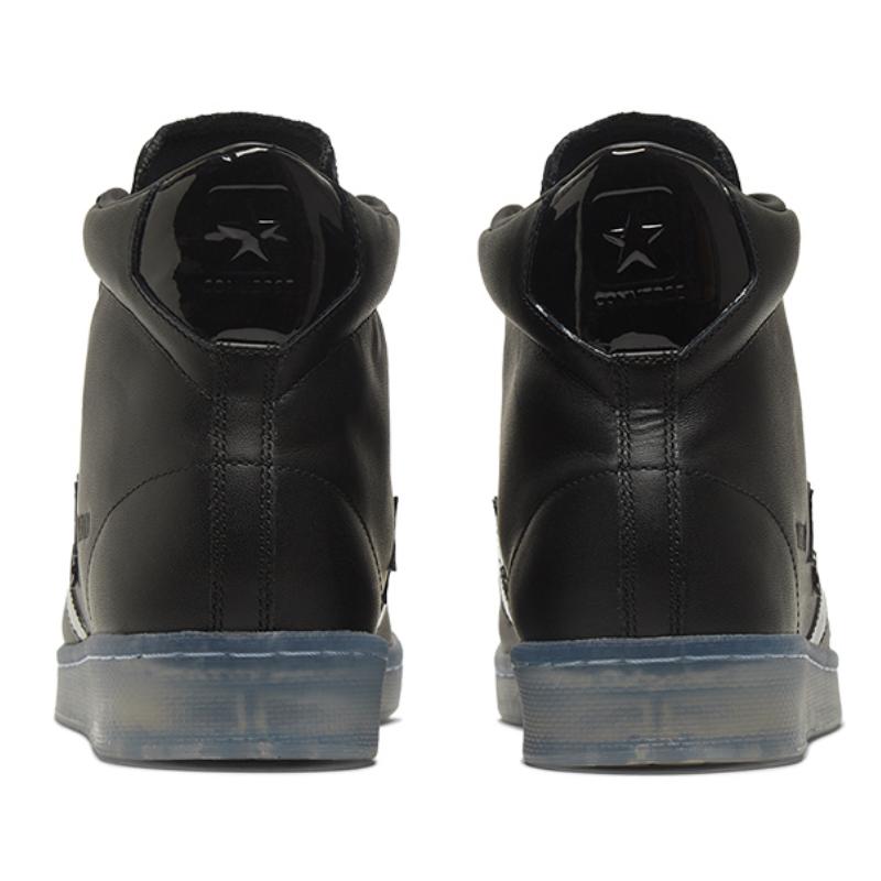 Converse Cons Pro Leather High Black Ice Black Clear Anti-Slip and Abrasion Resistant High Top Board Shoes Unisex Black