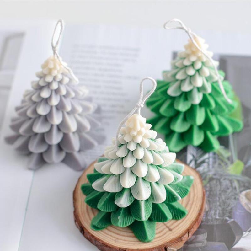 Aroma Plaster Silicone Mold Handicrafts Soap Candle Resin Casting Handmade Sawtooth Christmas Tree Shape 3D Candle Mold