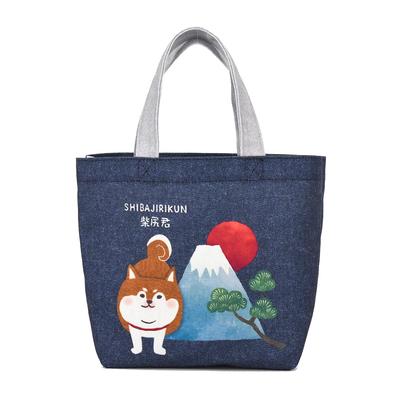 [Kusuguru Japan] Japanese Pattern Canvas Petit Tote Bag Shibajiri-kun and Mt. Fuji DB