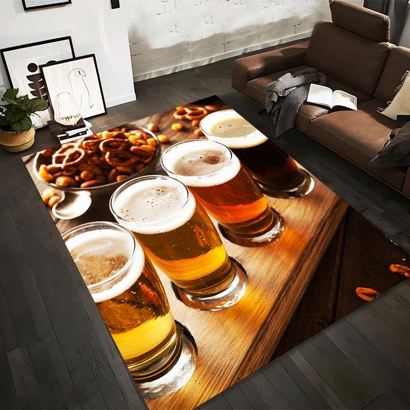 

Beer Tasting Flight Design Carpet with Pretzels and Nuts Rustic Brown Beverage Style Suitable for use as an anti-slip1 for1room and bedroom sofas 40x60cm( 15x23in )