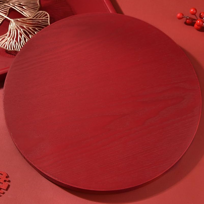Serving Tray Chinese Wedding Candy Tray Tea Tray Toast Cup Tray Red Festive Wedding Decoration Tray Food Serving Tray(B)