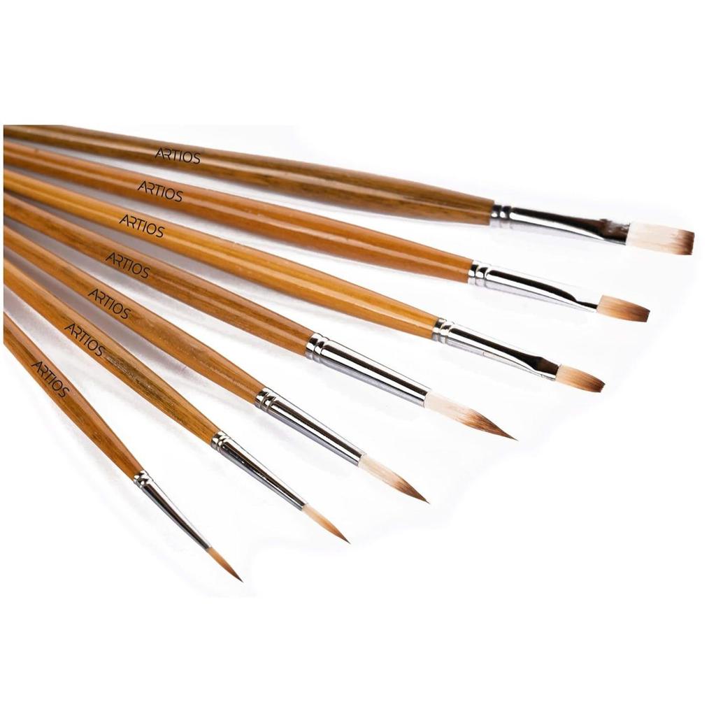 Flat + Round Paint Brushes Set/Handmade Professional Artist Painting Brush Set for Acrylic, Watercolor, & Gouache Painting with Brush Holder