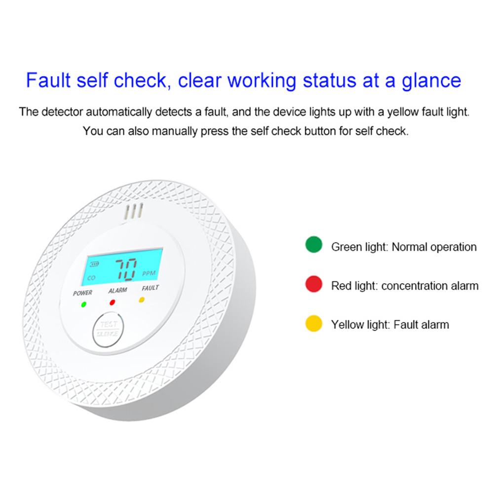 CO Alarm Sensor 85dB Sound & Light Warning Carbon Monoxide Detector with LED Digital Display CO Gas Monitor Alarm for Home Depot