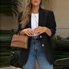 Women's Faux Suede Button Jacket Oversized Gathered Hem Short Length Coat Casual Vintage Outerwear With Pockets