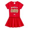 Sommer Cartoon Raglan Colorblock Kleid: Süßes Mädchen-Kleid mit Faltenrock und Rüschen