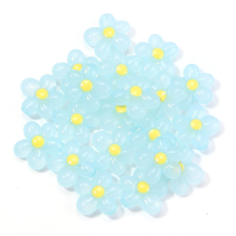 20pcs 20.5x21mm Flower Acrylic Beads Colorful Five Petals Flower Loose Beads For Jewelry Making DIY Bracelet Earrings Keychain