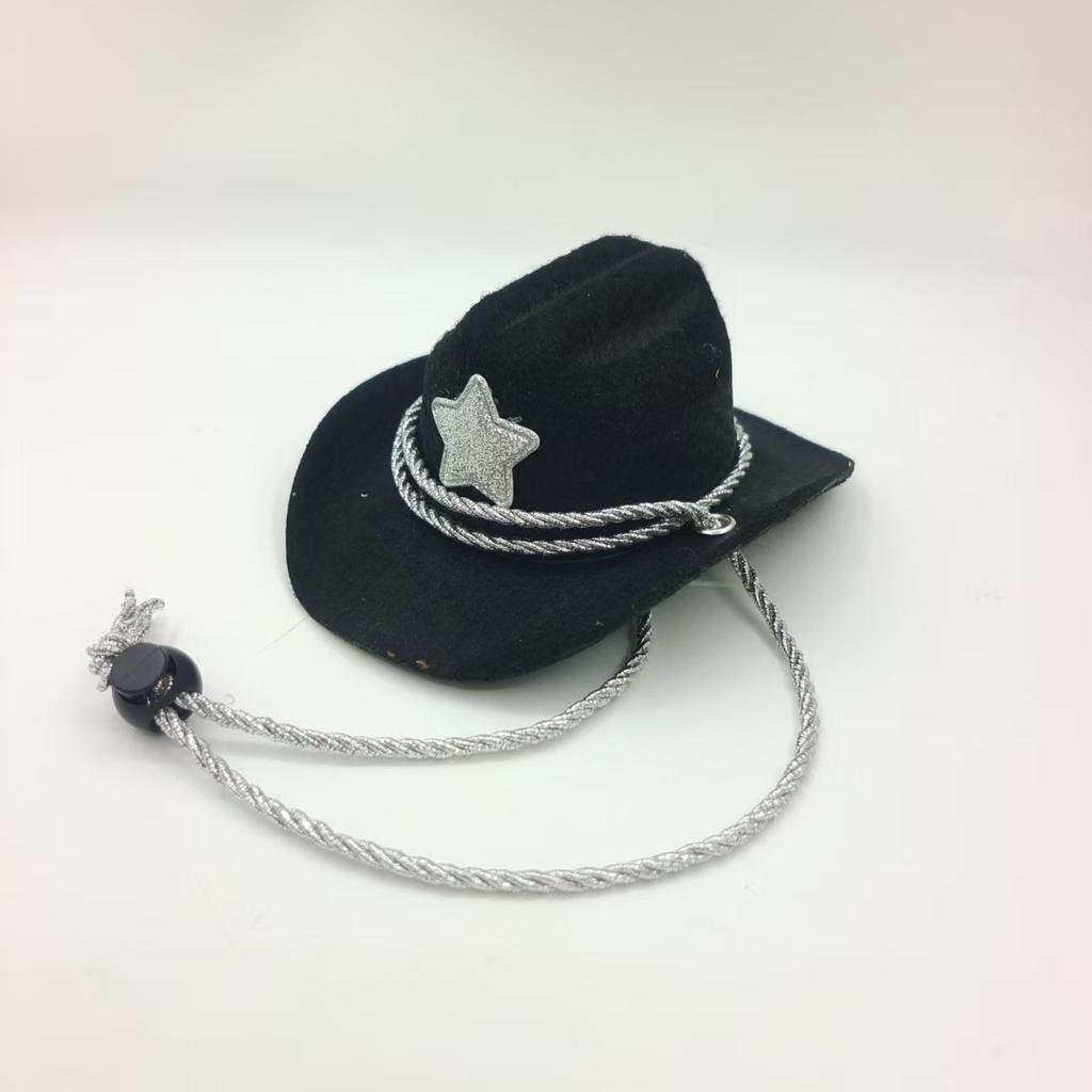 Pet Cowboy Hat Pentagram Gold Wire Silver Thread Chin Rope Cat Cowboy Hat Holiday Party Western Cowboy Hat