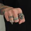 Exaggerated and Unique Skull Ring Set for Men, Hip-Hop Style, Niche High-End Cross Ring Jewelry