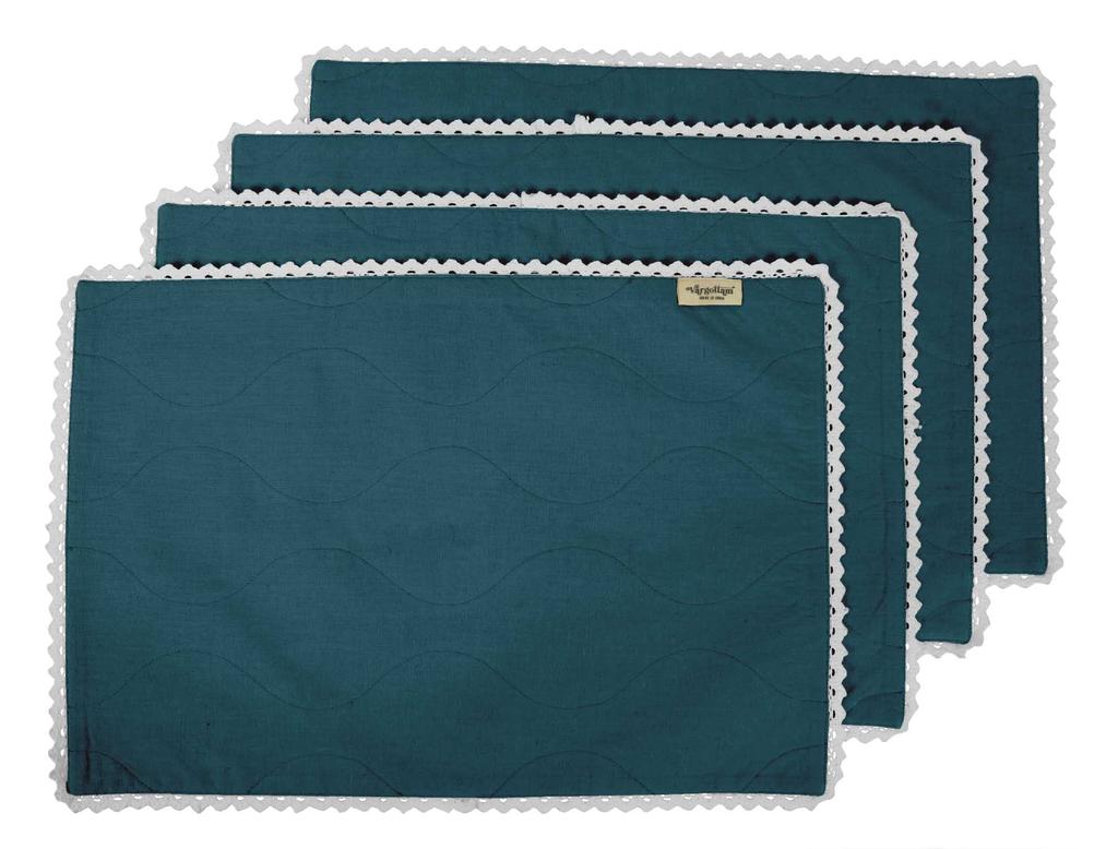 Vargottam Schwarze Heimdeko Baumwolle Flex Wendestoff Weiße Spitze Platzsets Tisch Essmatten-Set von