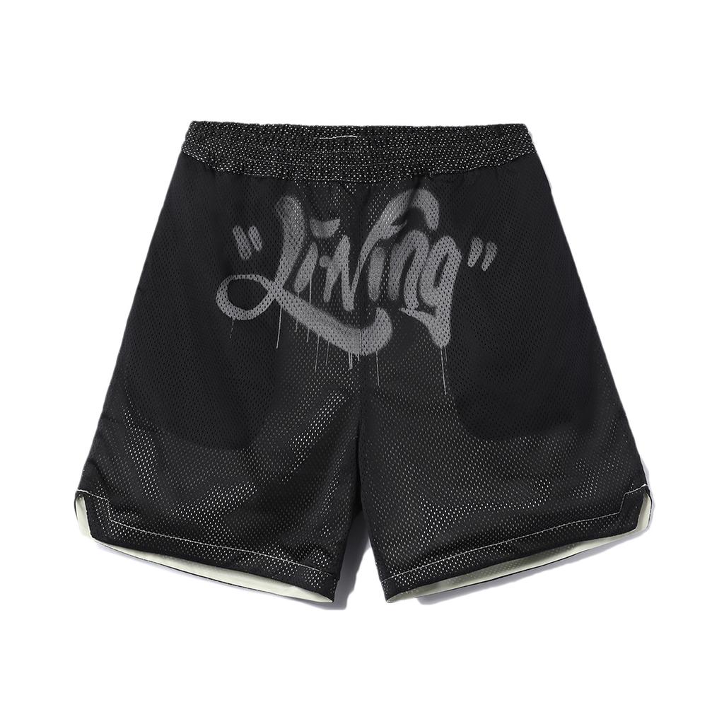 Li-Ning Skateboard Series Letter Print Reversible Comfortable Versatile Sports Shorts Men Shorts Black AKSR459-1