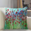 Poppy Flower DoubleSided Decorative Throw Pillow Case Square Pillowcase with Zipper for Sofa Bedroom Living Room Home Decor